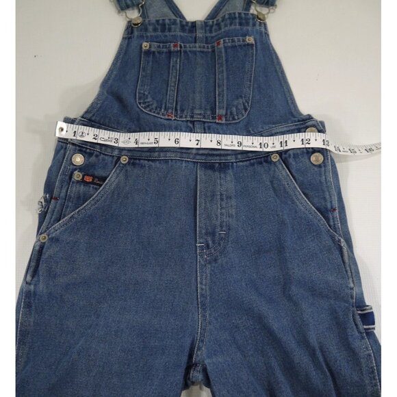 Vintage ROUTE 66 carpenter blue jean denim overalls Kids size 6, inseam 17" - Picture 3 of 7
